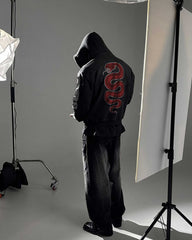 Oversized Venom Trace Graphic Printed Heavy GSM Hoodie