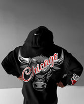 Oversized Chicago Bulls Graphic Printed Heavy GSM Hoodie