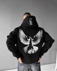 Oversized Peace Graphic Printed Heavy GSM Hoodie