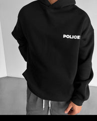 Oversized Police Graphic Printed Heavy GSM Hoodie