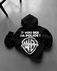 Oversized Police Graphic Printed Heavy GSM Hoodie