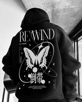 Oversized Rewind Graphic Printed Heavy GSM Hoodie