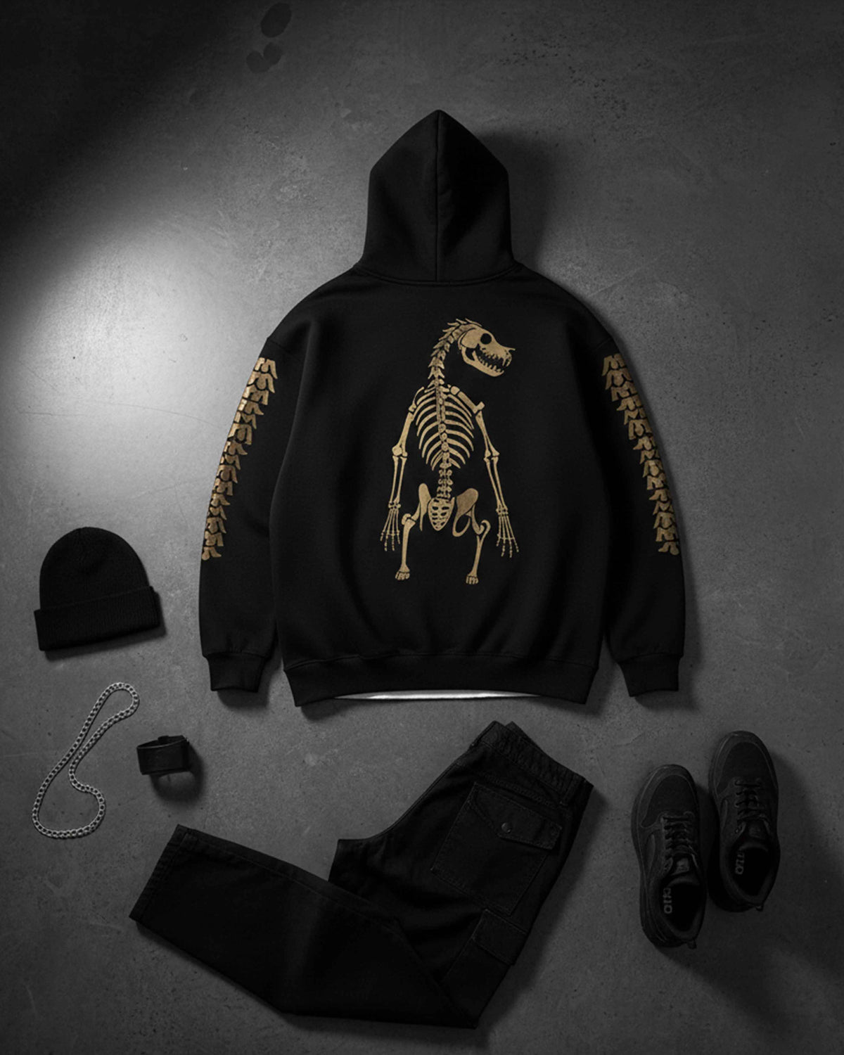 Oversized Bone-Deep Alpha Graphic Printed Heavy GSM Hoodie