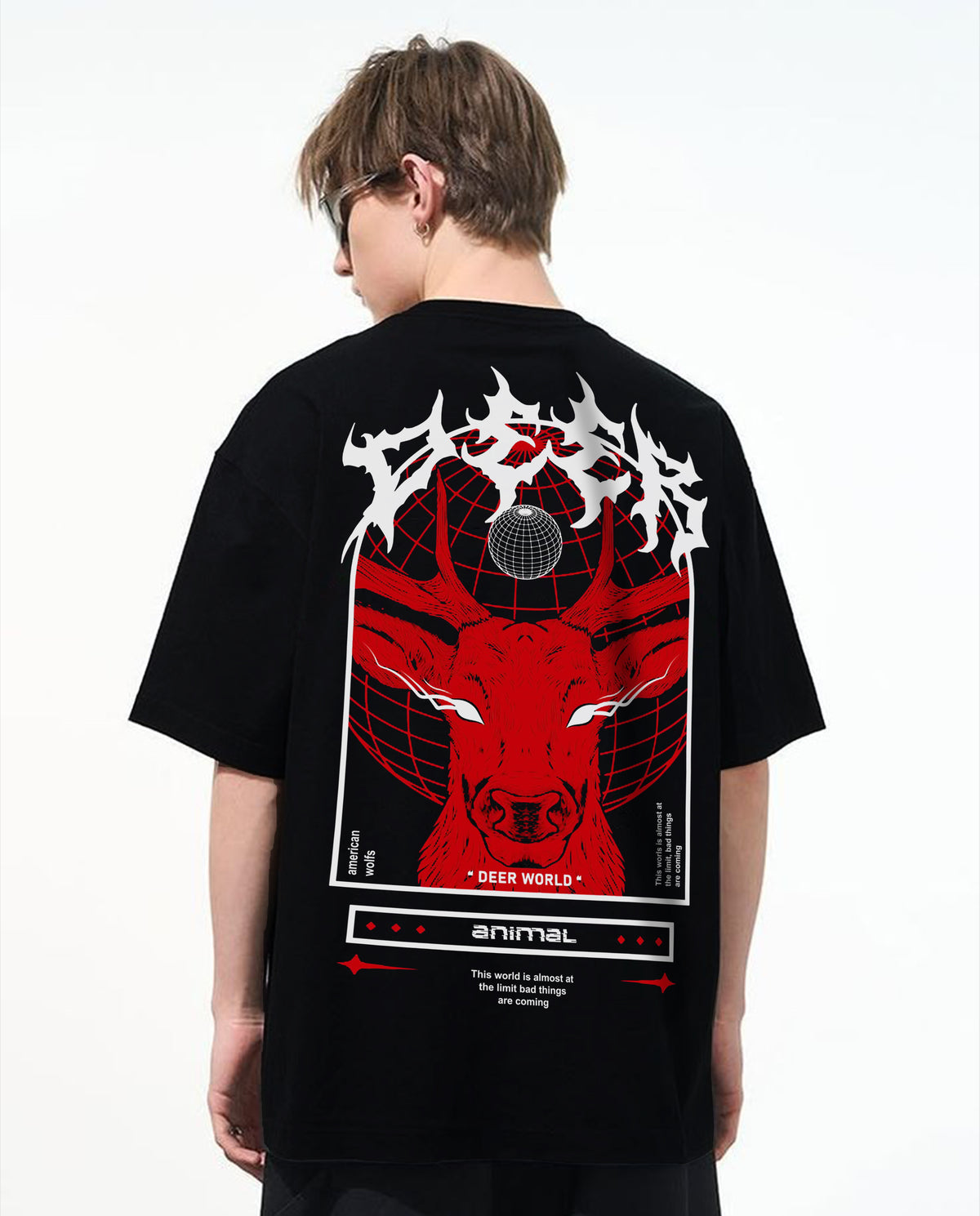 Deer World Oversized Graphic Tee