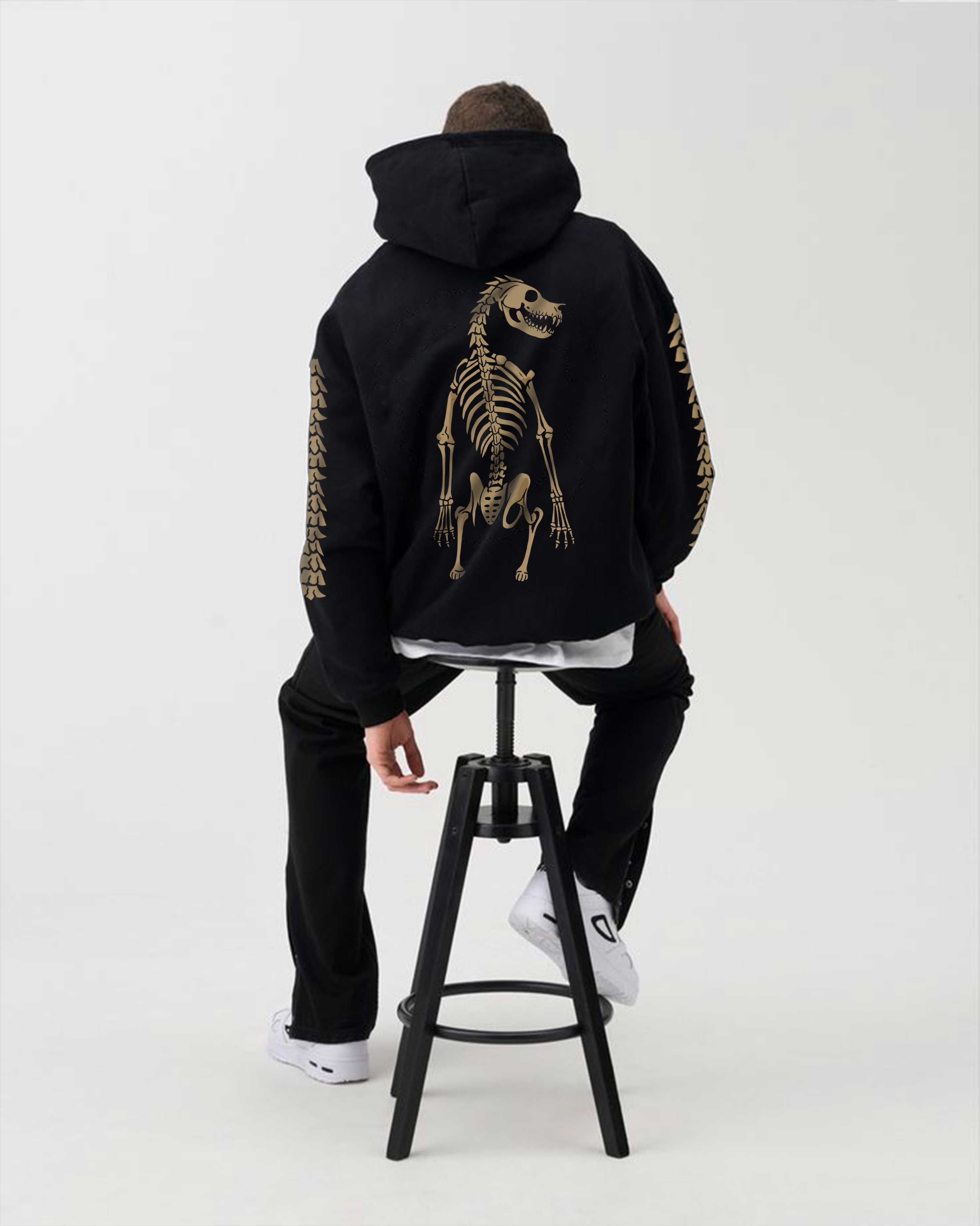 Oversized Bone-Deep Alpha Graphic Printed Heavy GSM Hoodie
