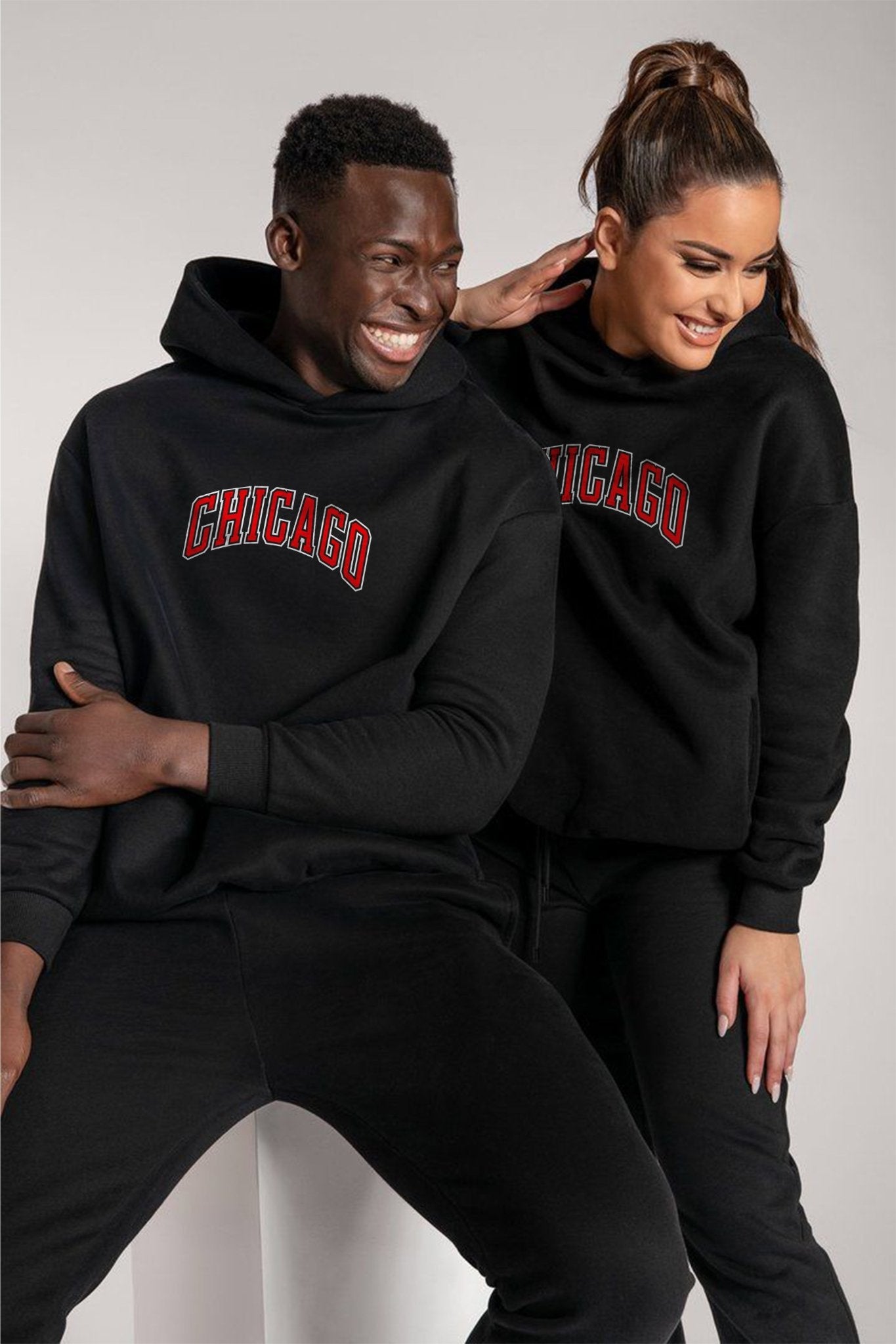 Oversized Chicago Graphic Printed Heavy GSM Hoodie