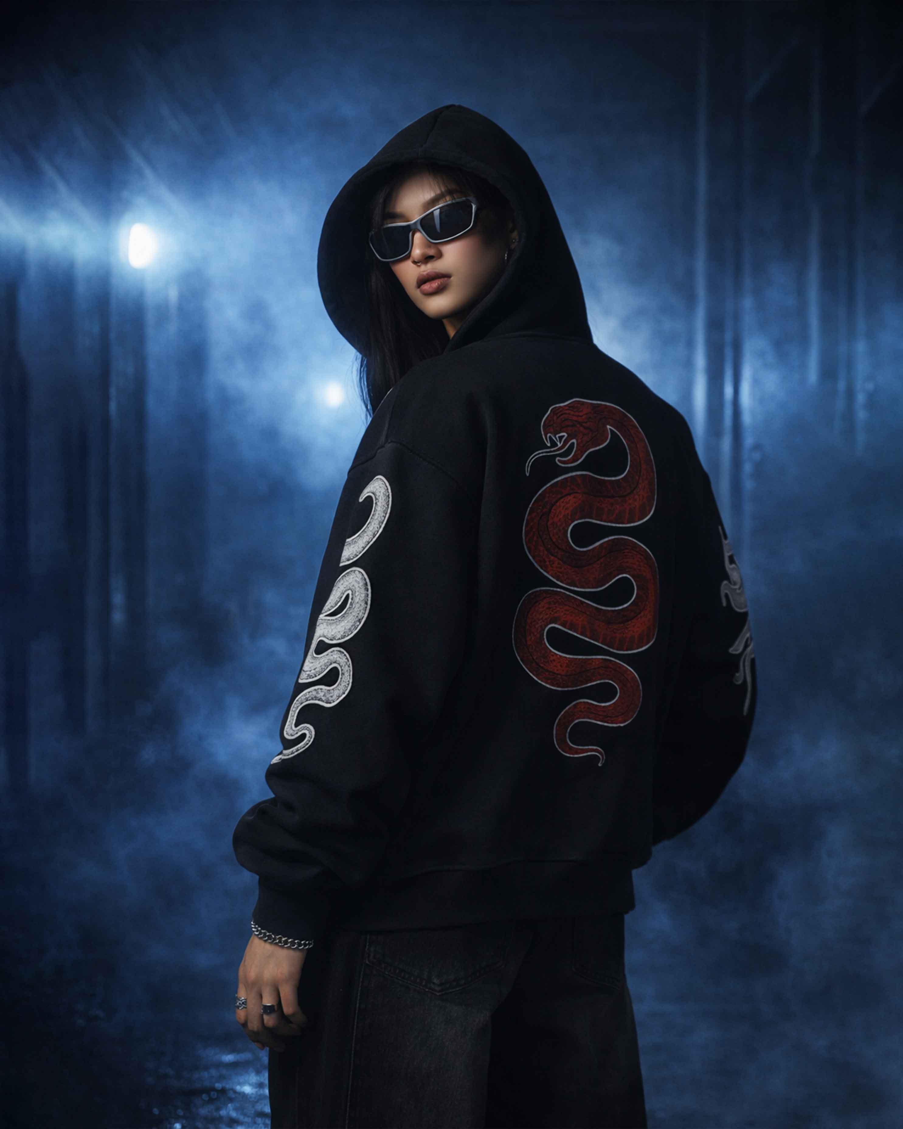 Oversized Venom Trace Graphic Printed Heavy GSM Hoodie