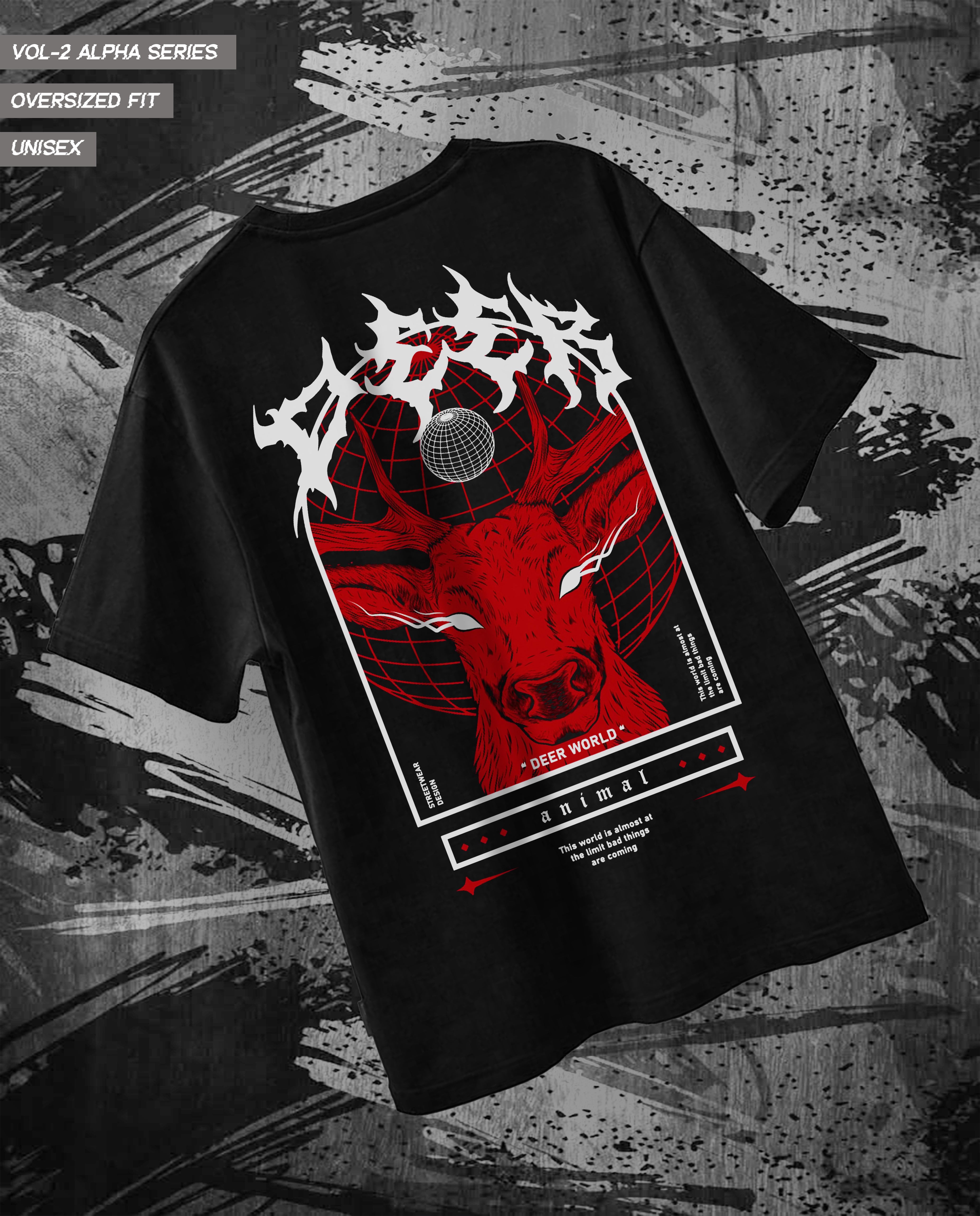 Deer World Oversized Graphic Tee