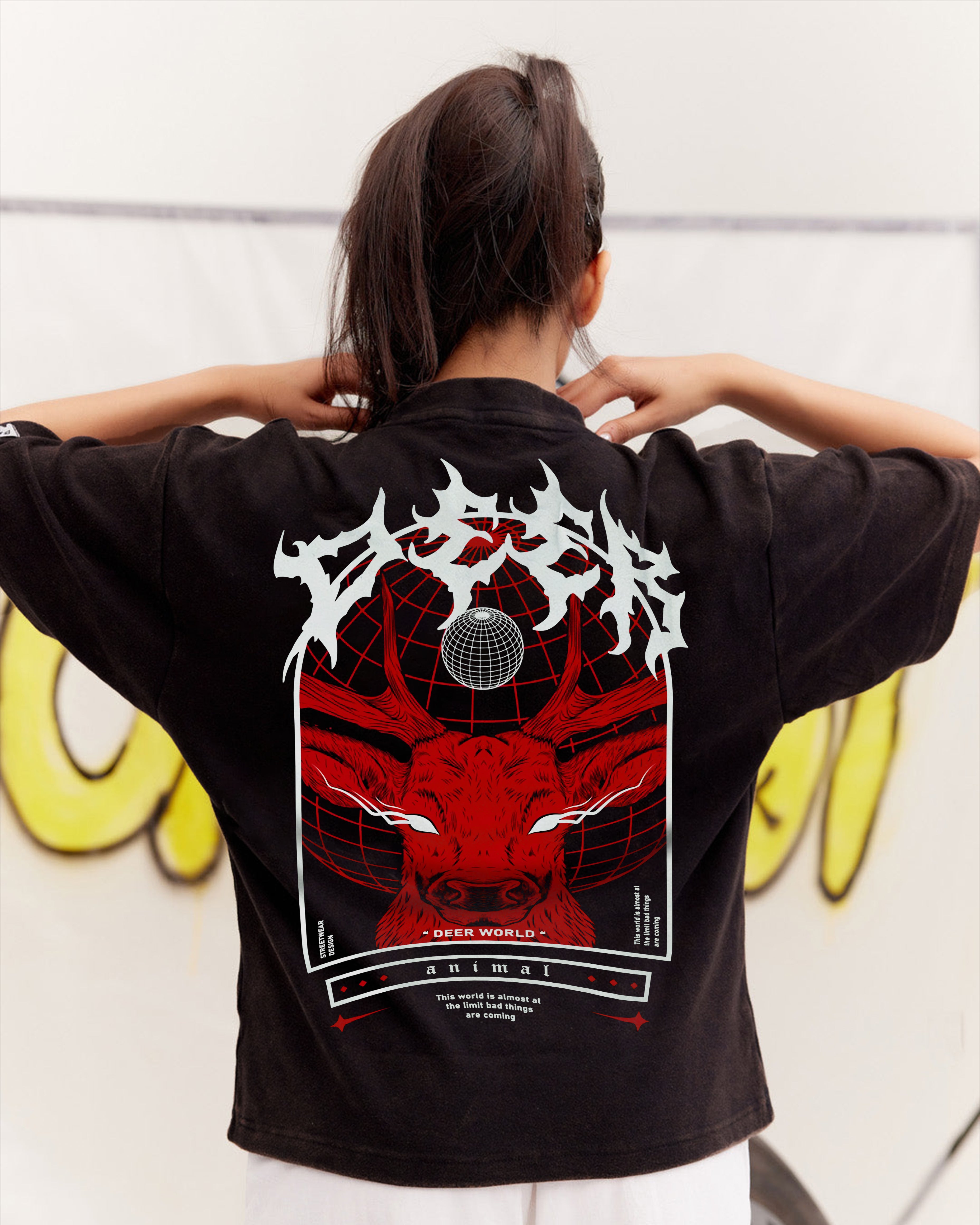 Deer World Oversized Graphic Tee