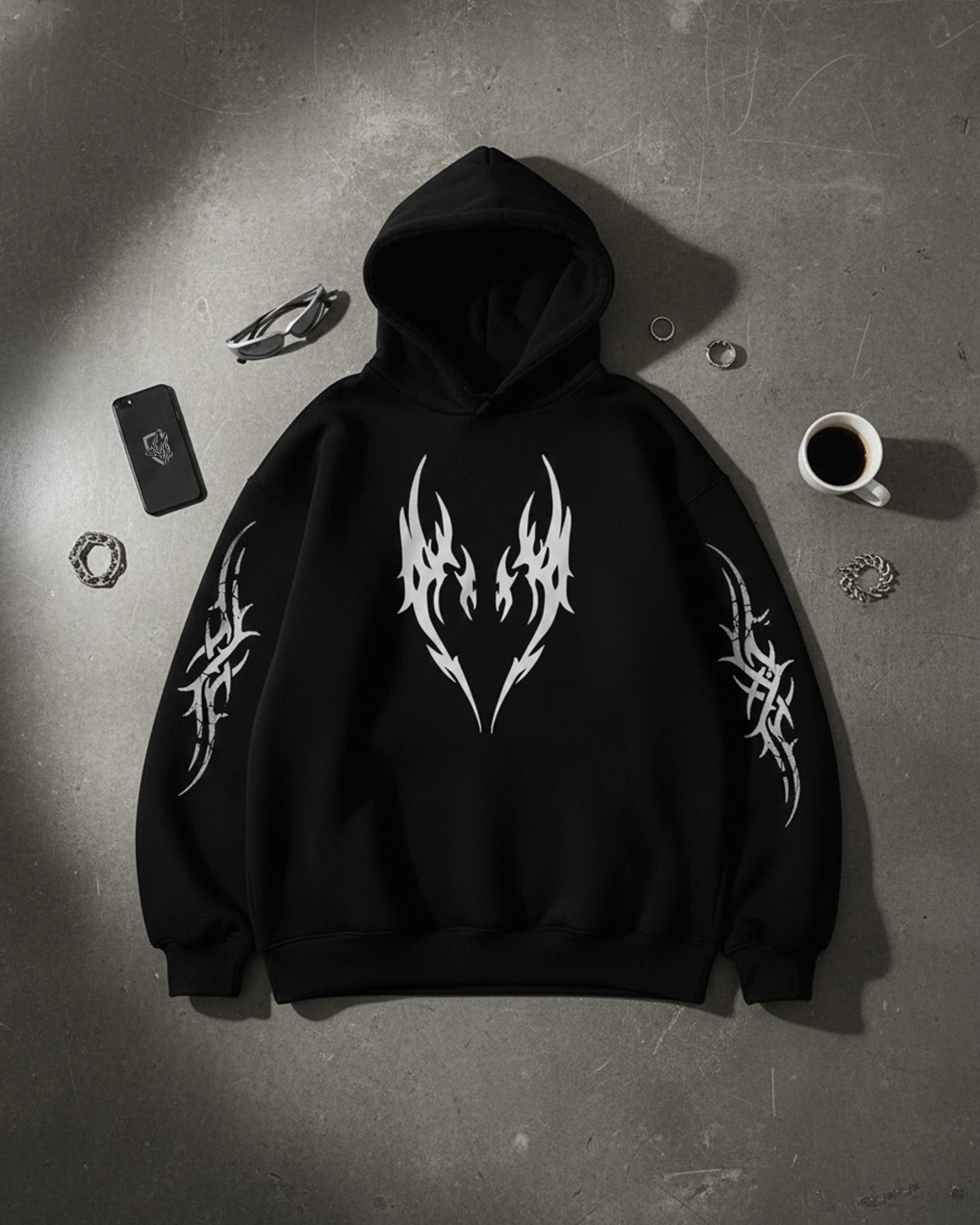 Oversized Vector Talon Graphic Printed Heavy GSM Hoodie
