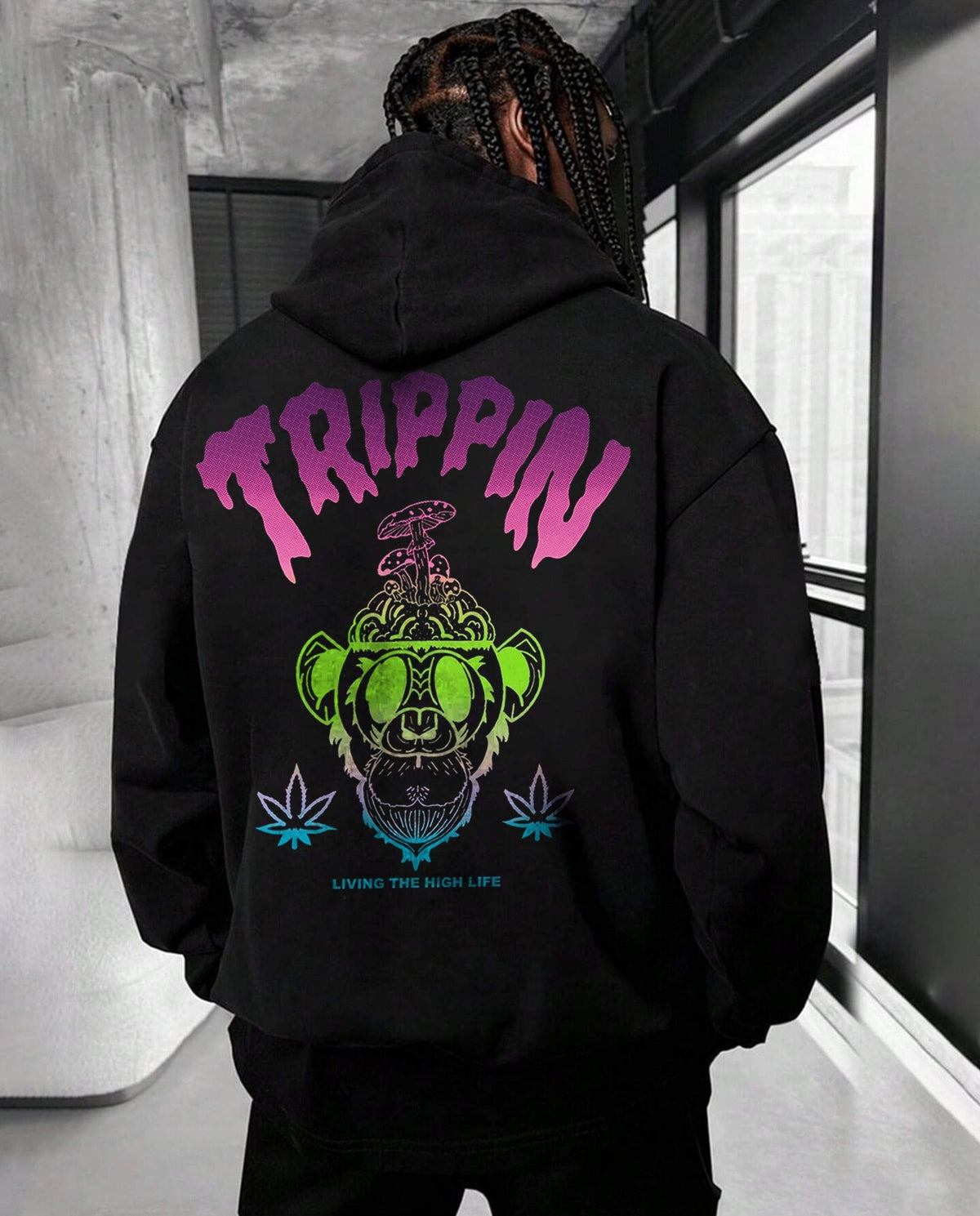 Oversized Trippin-V2 Graphic Printed Heavy GSM Hoodie