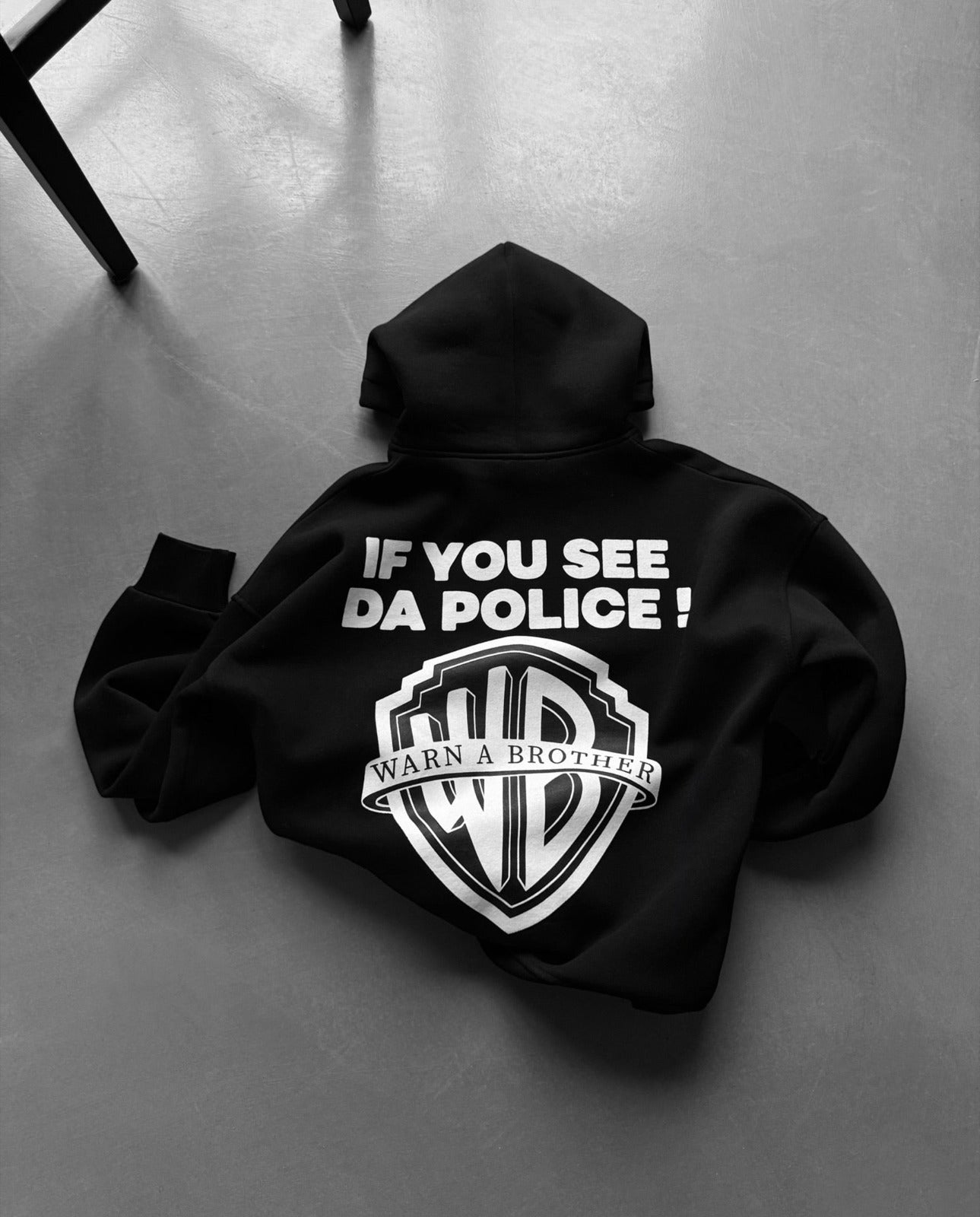 Oversized Police Graphic Printed Heavy GSM Hoodie